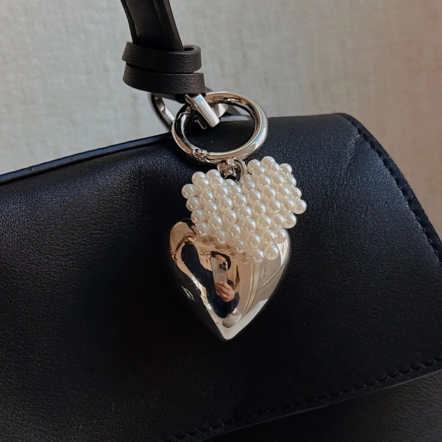 Silver Puffy Heart Bag Charm