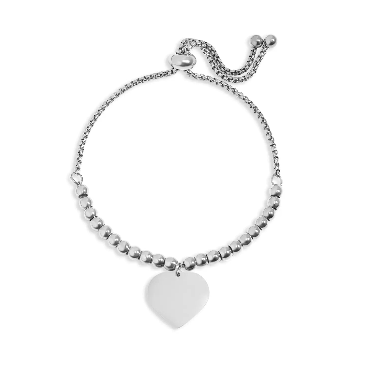 Heart Charm Pull Tie Bracelet