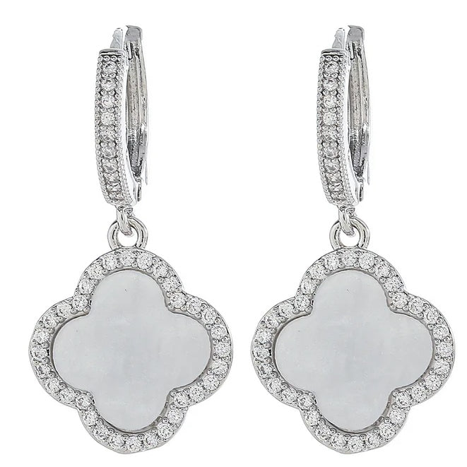 Clover Drop Earrings- Mother of Pearl/ Silver