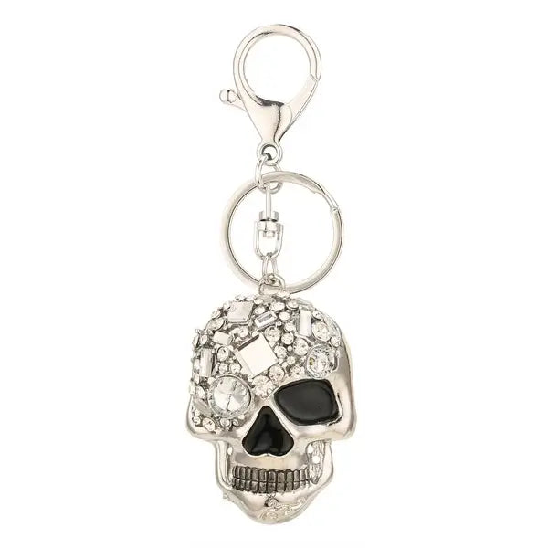 Rhinestone Skull Keychain