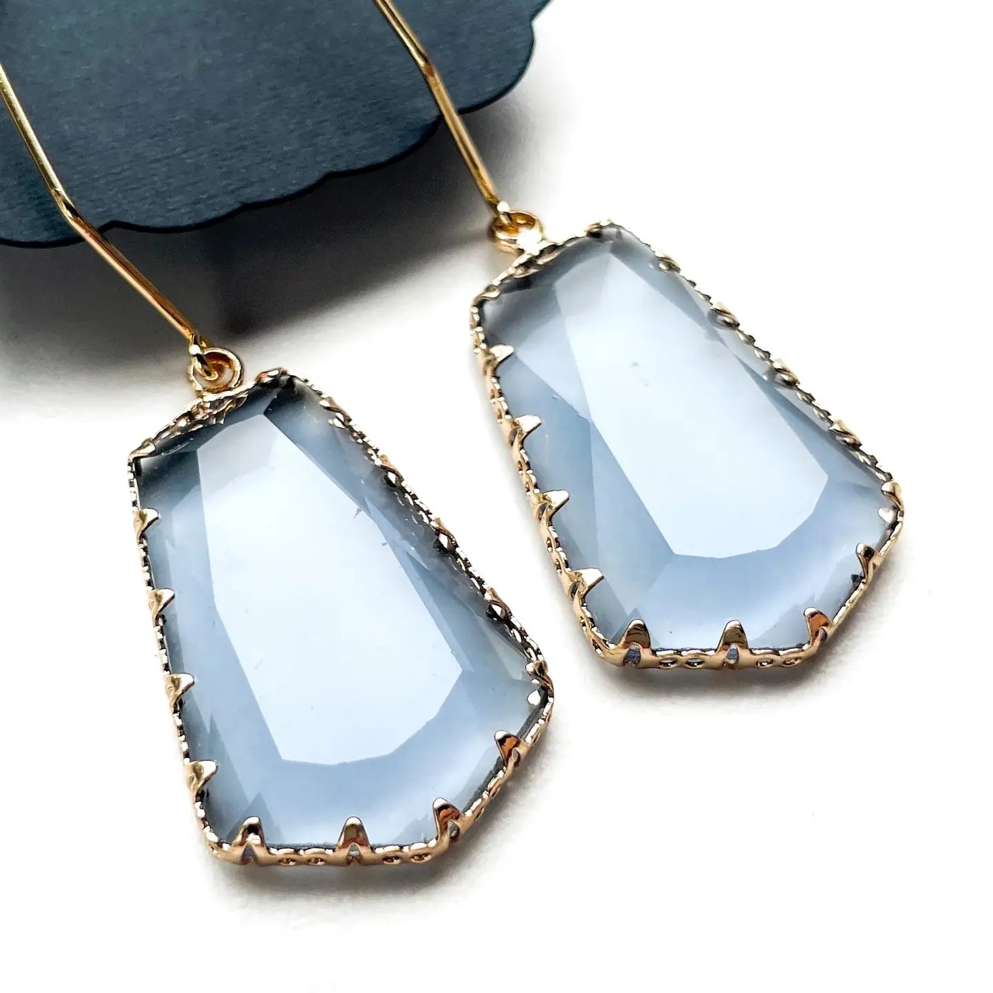 Crystal Prism Drop Earrings- Smoke