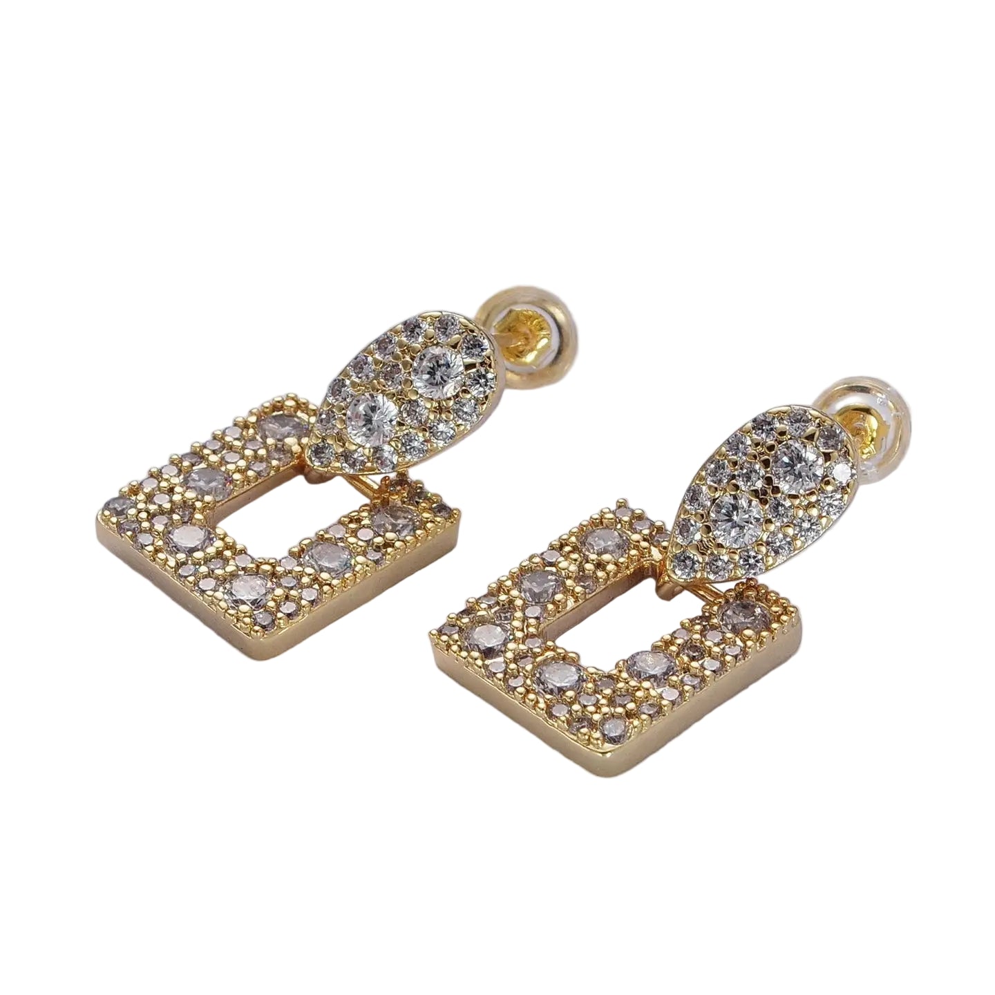 Square Drop Pave Earrings