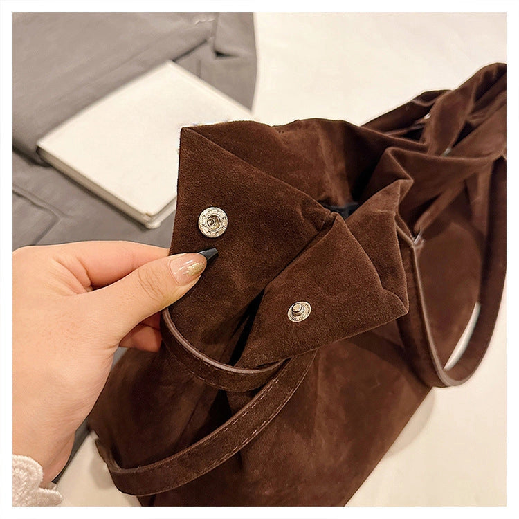 Suede Tote Bag- Dark Coffee