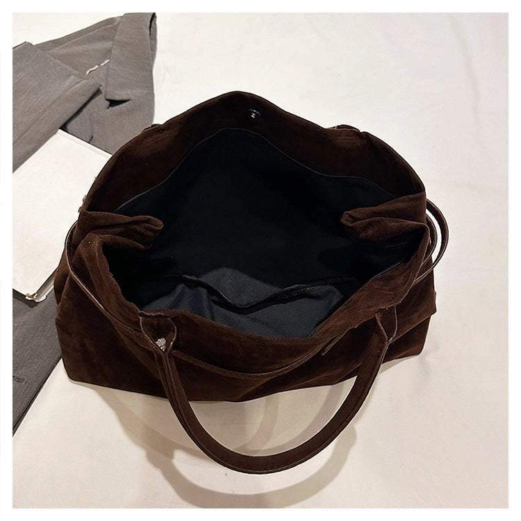 Suede Tote Bag- Dark Coffee