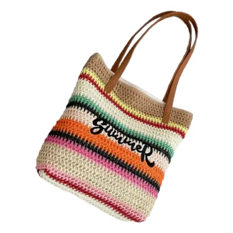 The Embroidered Beach Tote- Tan