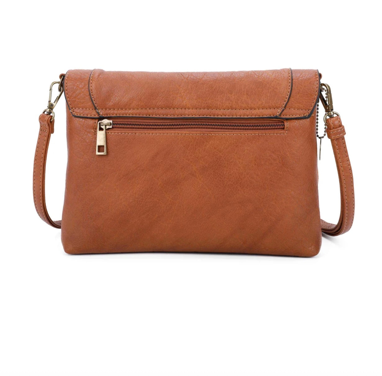 Vegan Leather Fringe Crossbody Bag- Tan