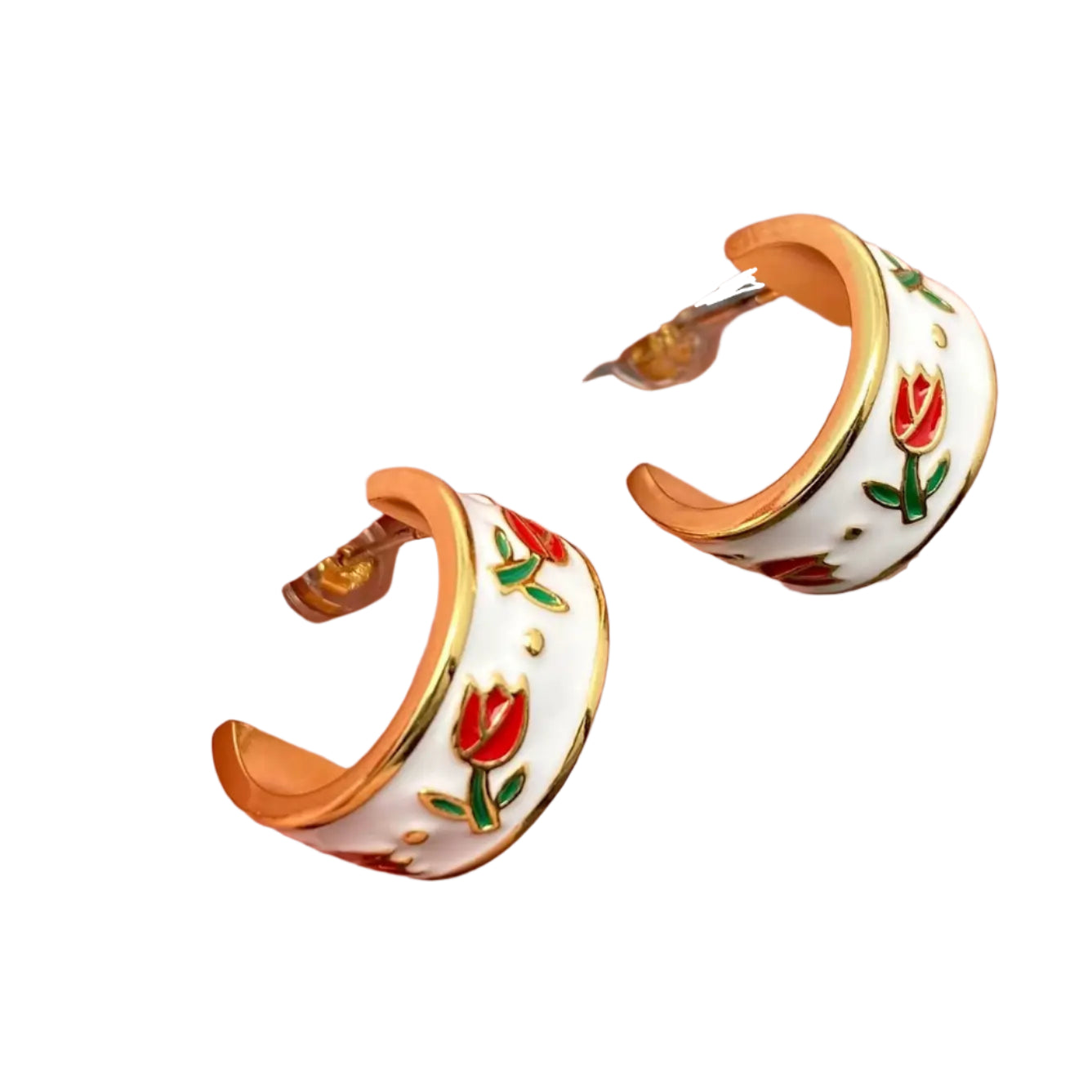Enamel Tulip Hoop Earrings