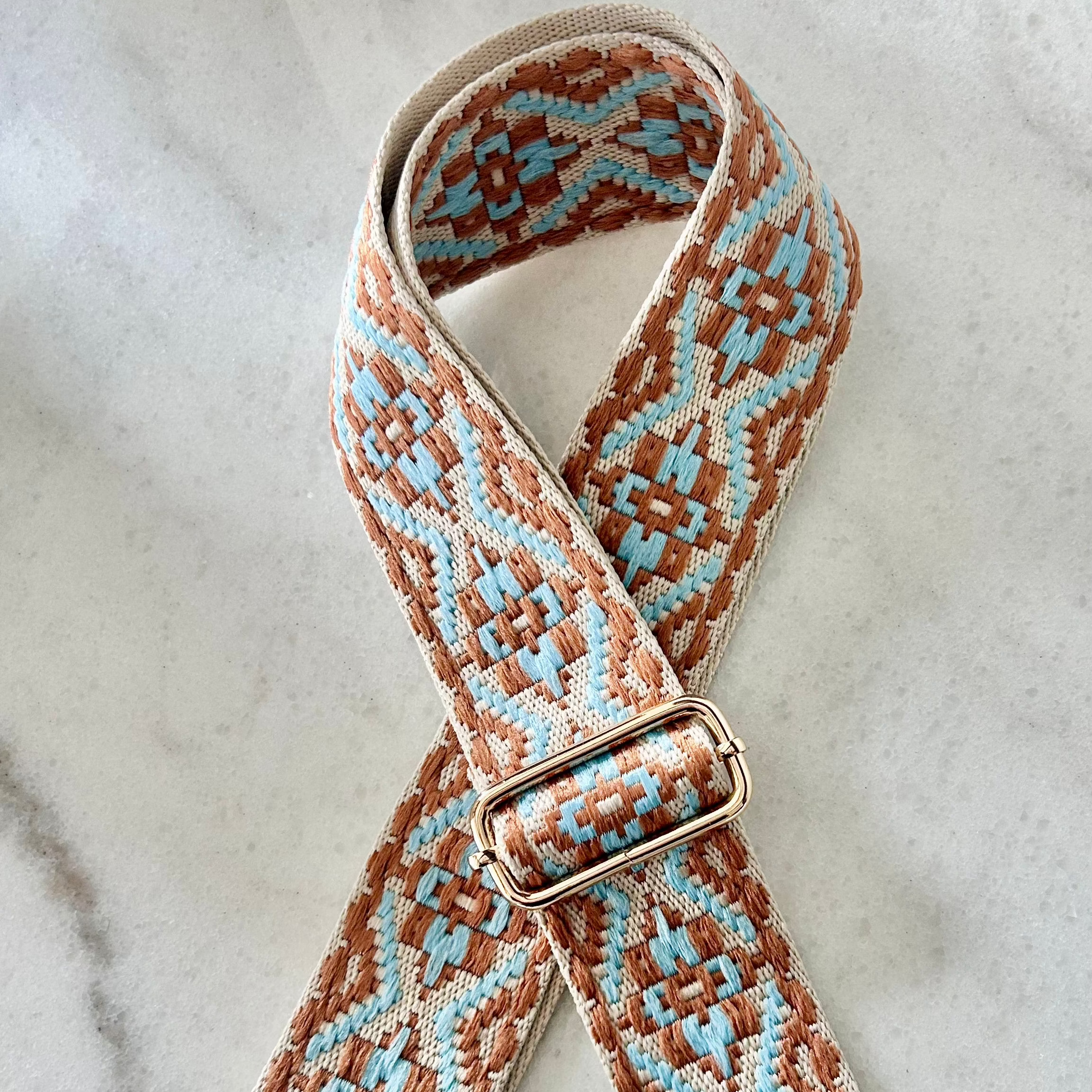 Purse Strap- Turquoise/ Tan