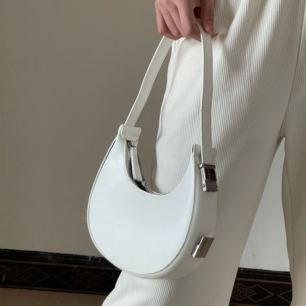 Crescent Shoulder Bag- White