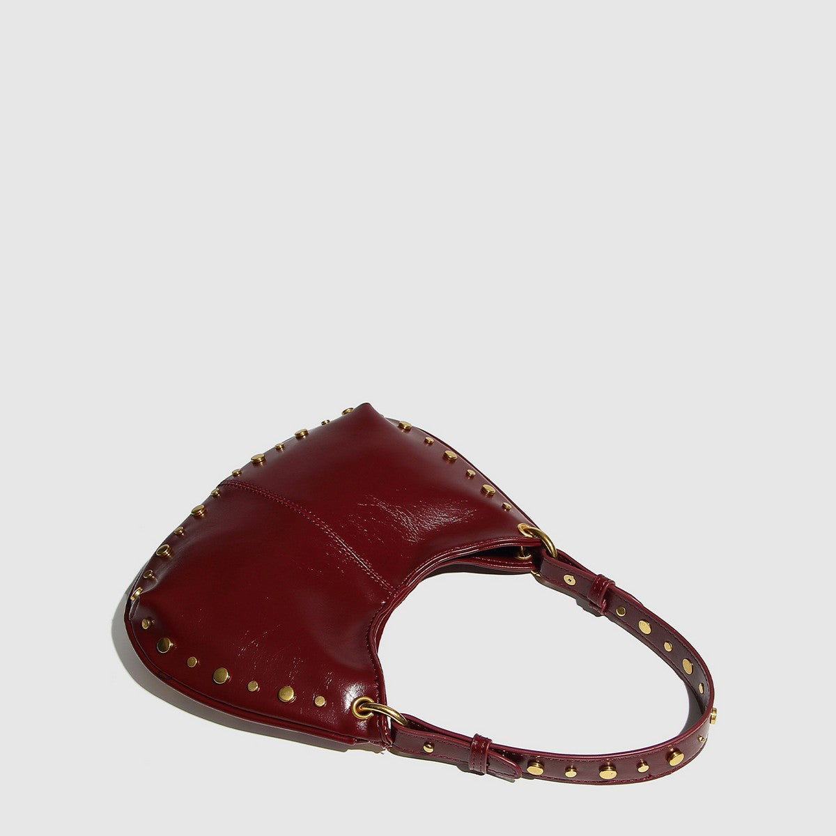 Studded Shoulder Bag- Wine