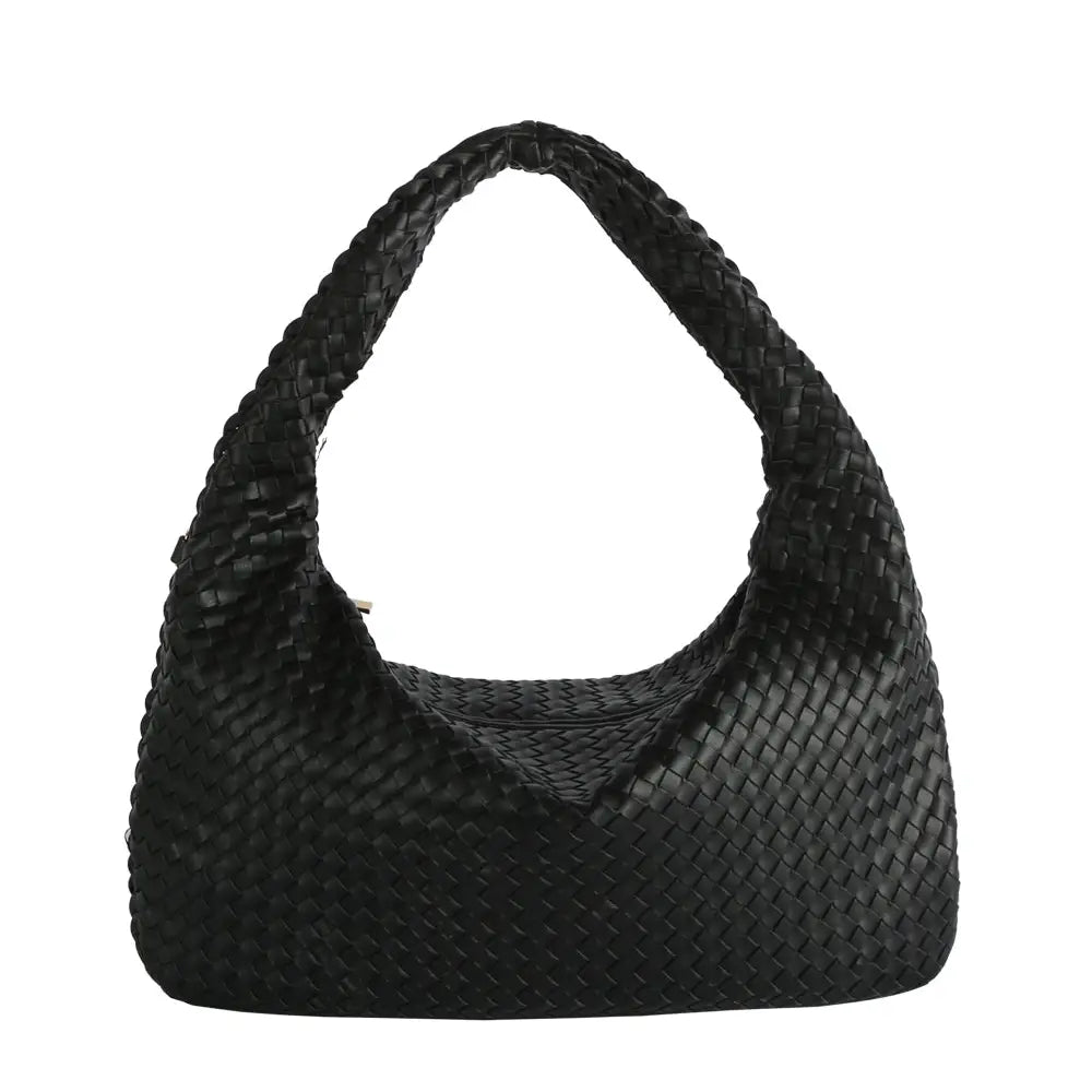 Woven Hobo Bag- Black