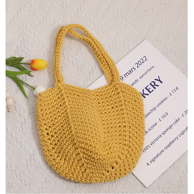 Summer Woven Bucket Bag- Yellow