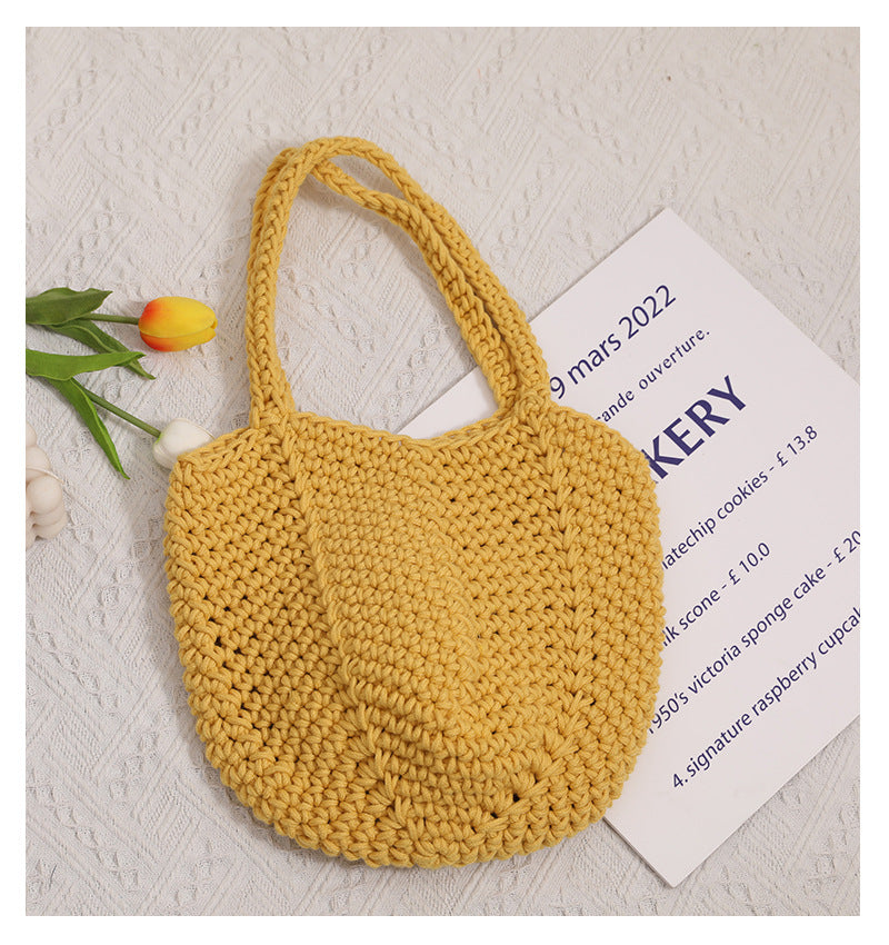 Summer Woven Bucket Bag- Yellow