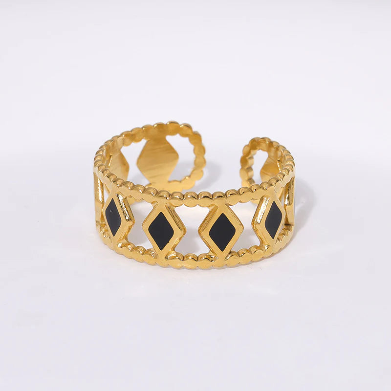 Geometric Diamonds Ring- Black