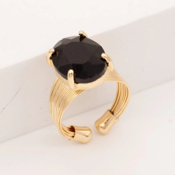 Solitaire Wire Ring- Black & Gold