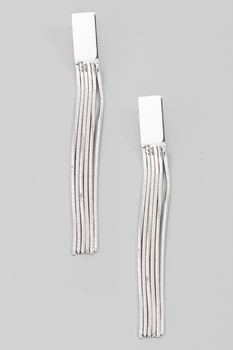 Box Fringe Earrings- Silver