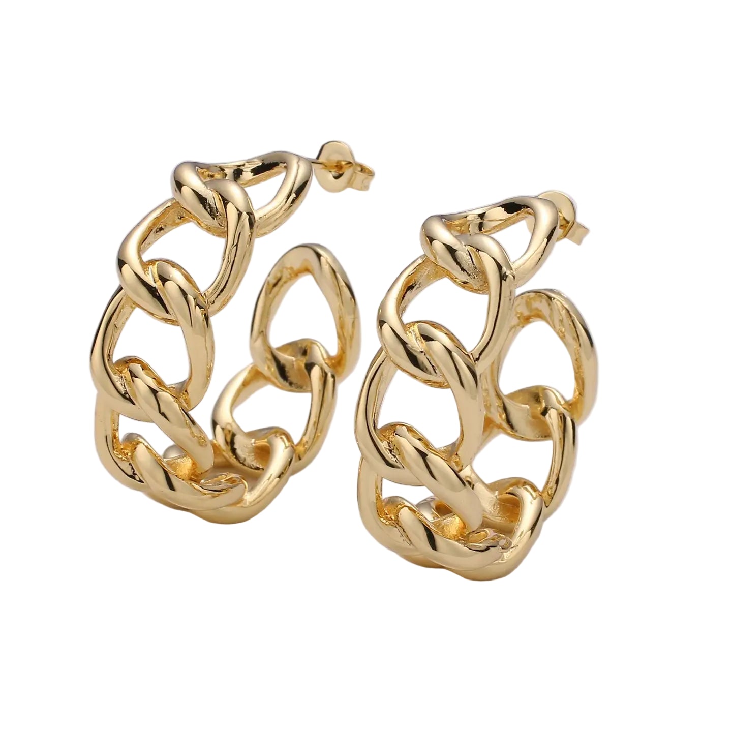 Chunky Gold Link Hoop Earrings