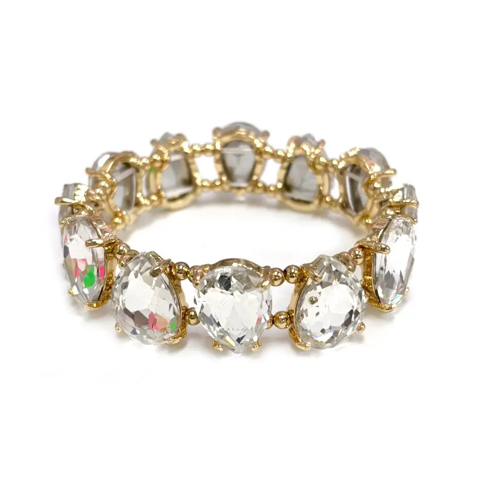 Chunky Crystal Stretch Bracelet- Clear
