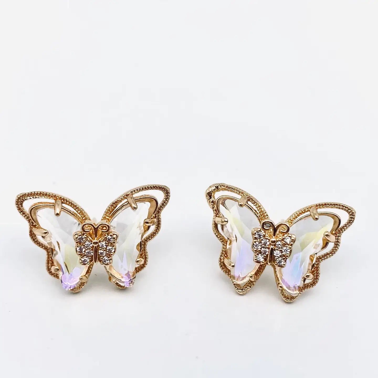 Clear Gold Stud Butterflies