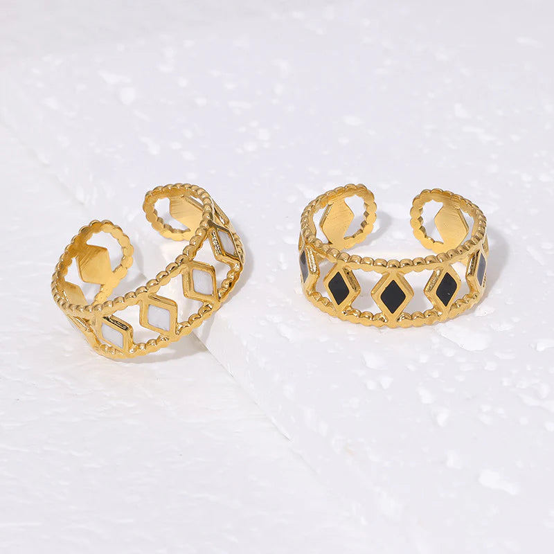 Geometric Diamonds Ring- White