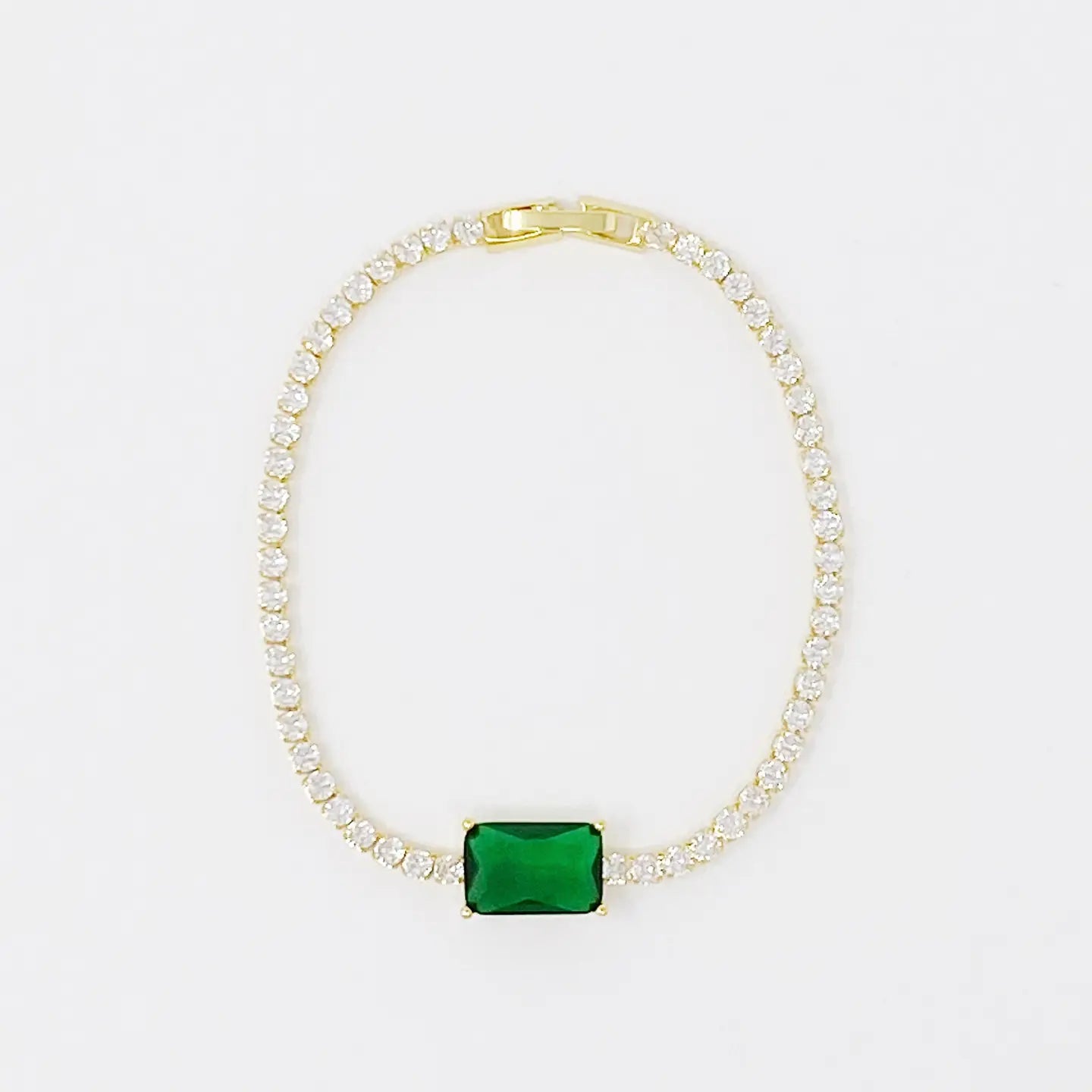 Rhinestone Tennis Bracelet- Emerald
