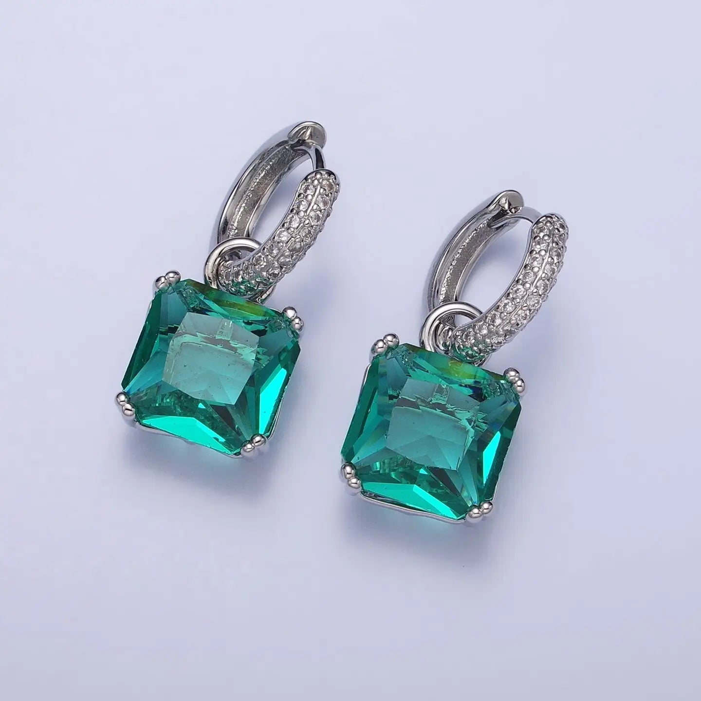Green Drop Huggie Earrings