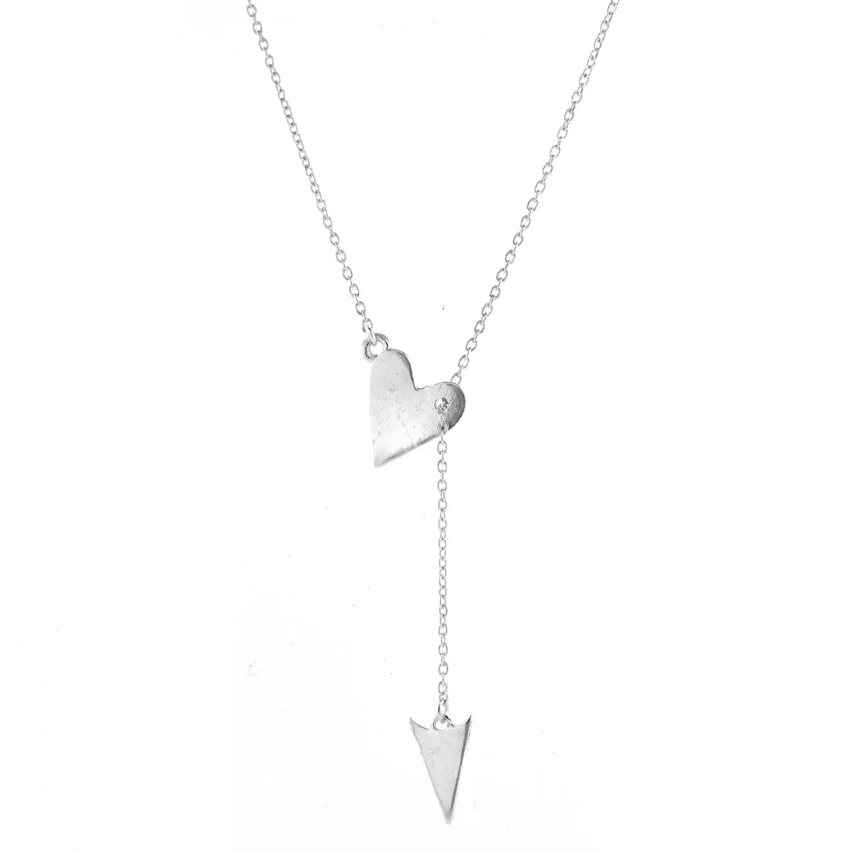 Heart & Arrow Lariat Necklace- Silver