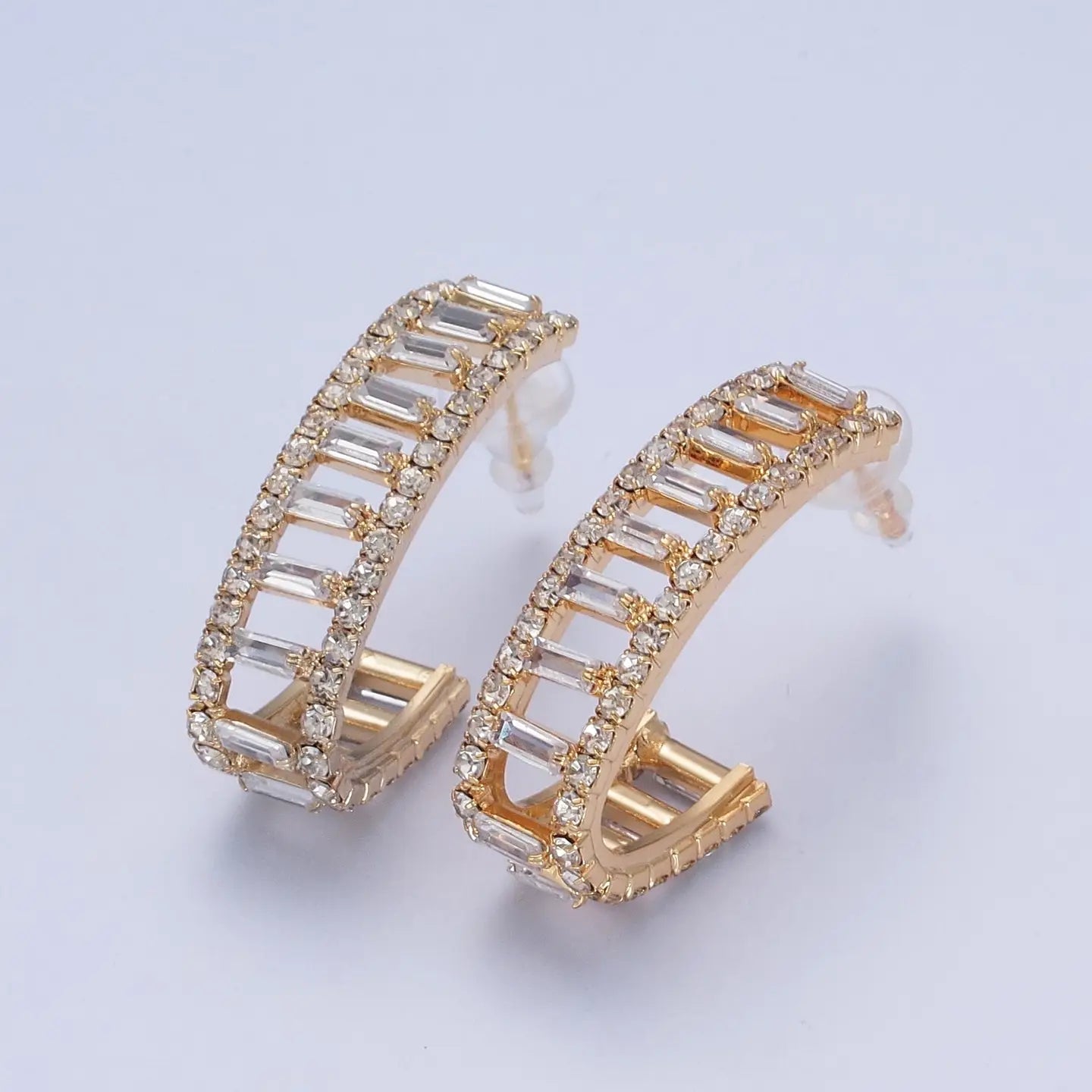 Double Baguette Crystal Earrings