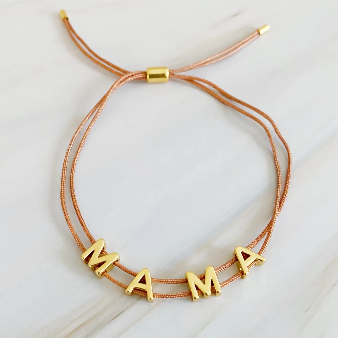 Mama Pull Tie String Bracelet- Latte
