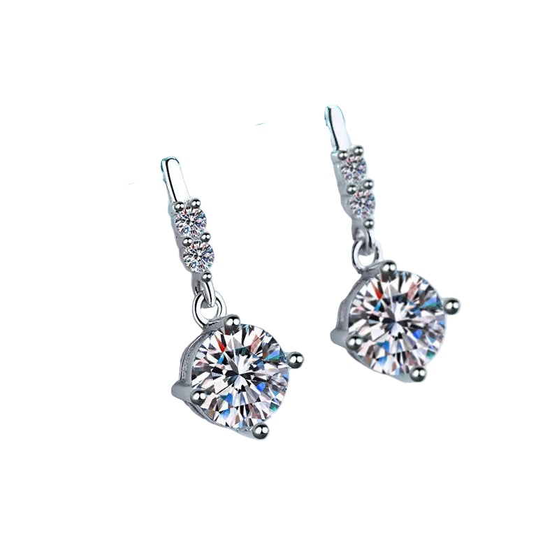 Mini Moissanite Sterling Drop Earrings