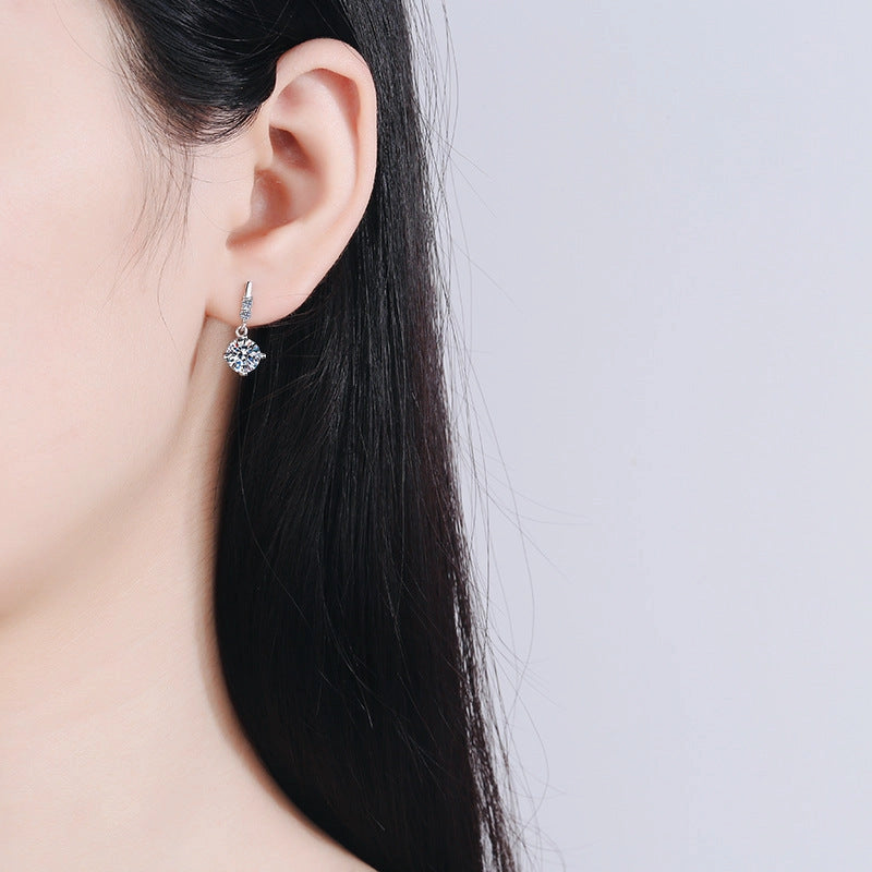 Mini Moissanite Sterling Drop Earrings