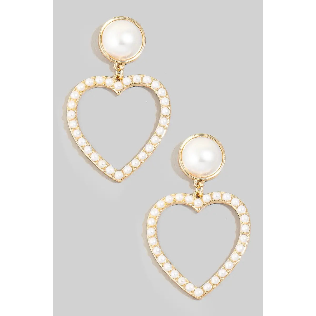 Pearl Heart Drop Earrings
