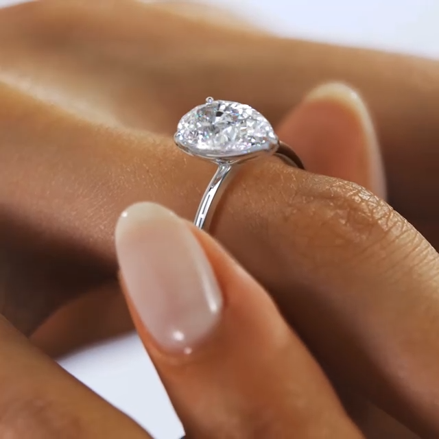 Pear Moissanite Solitaire Ring