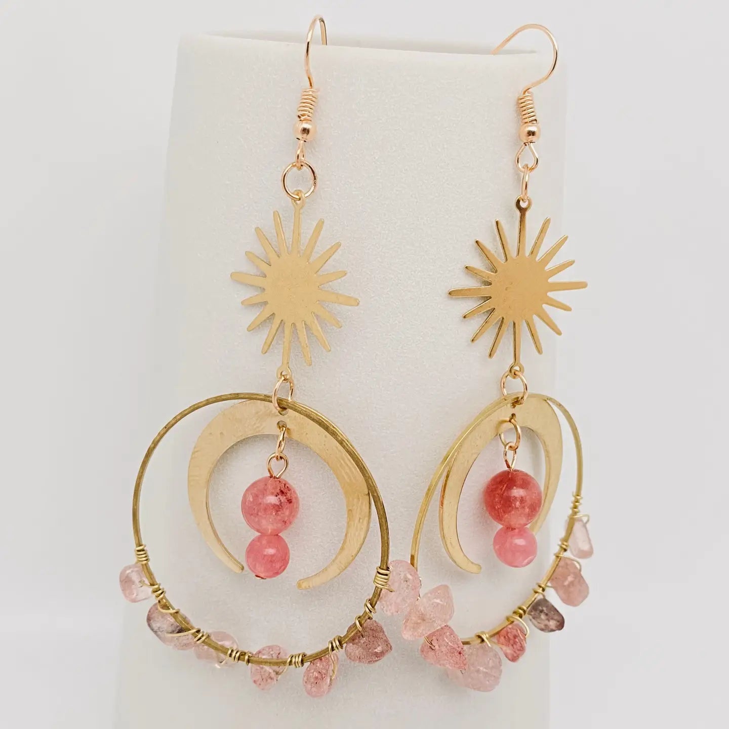 Boho Pink Beaded Sun & Moons