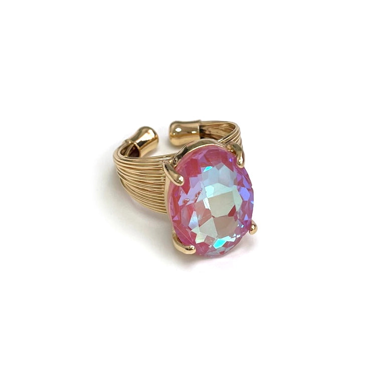 Solitaire Wire Ring- Pink & Gold