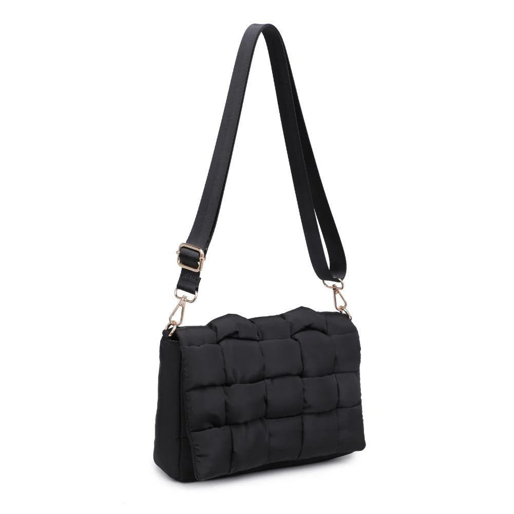 Quilted Foldover Flap- Black