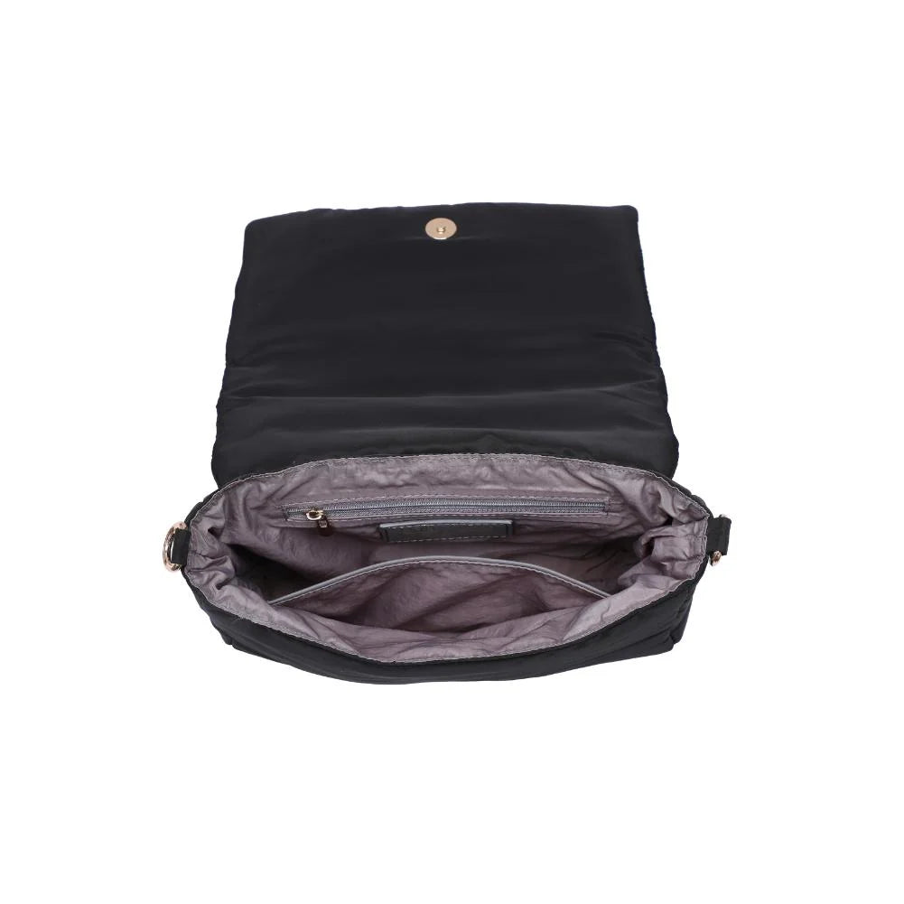 Quilted Foldover Flap- Black