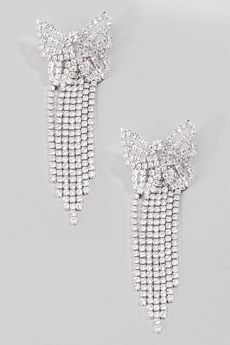 Rhinestone Butterfly Fringes- Silver