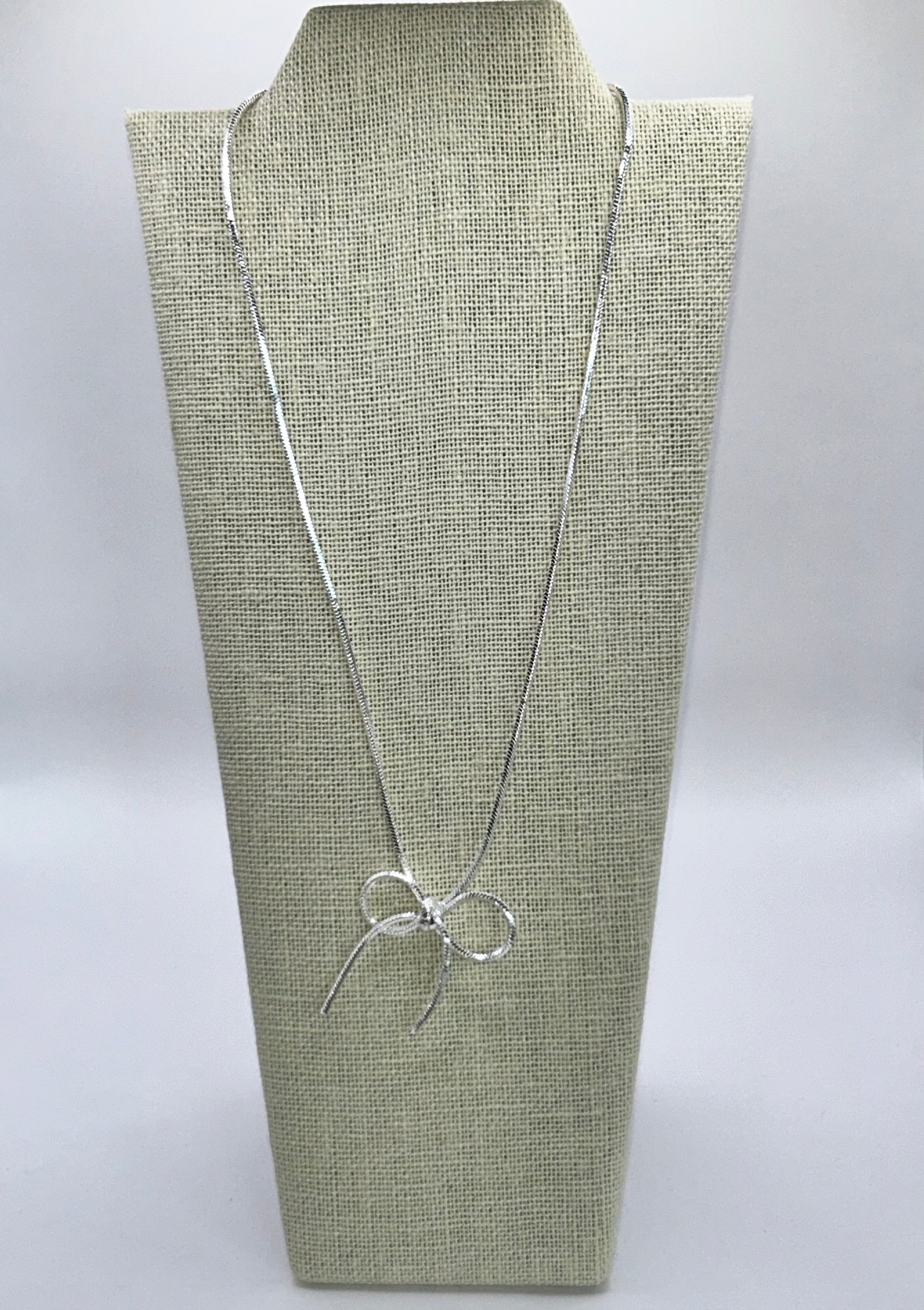 Silver Bow Necklace
