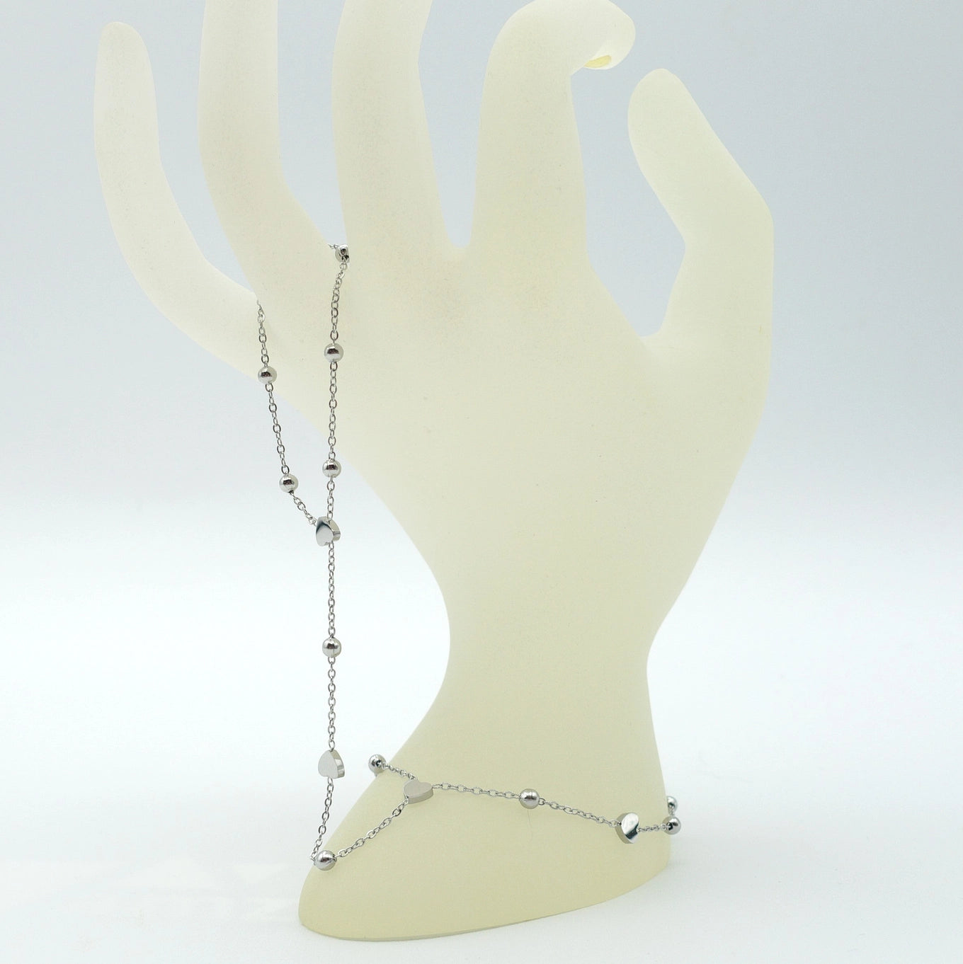Silver Heart Hand Chain