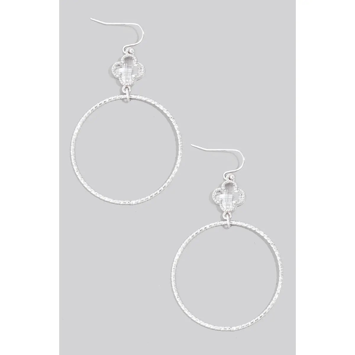 Silver Clover Hoops