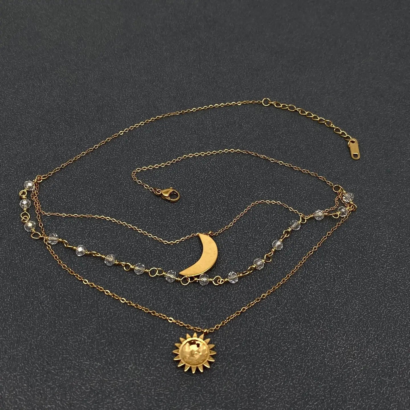 Triple Layer Sun & Moon Necklace